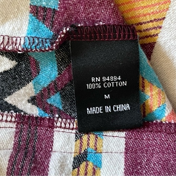 Hooey Southwestern Flannel Button Up Jacket Women’s M Cotton Red Wine Black Tan - Picture 11 of 17